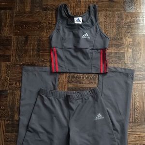 Adidas Gray and Red Women's Activewear Set